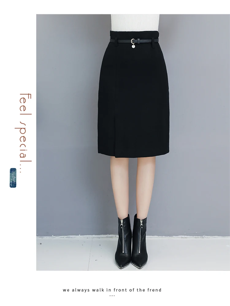 New Fashion Autumn Winter New Style wool skirts Plus Size High Waist Casual Midi Pencil Skirt Women Woolen Skirts