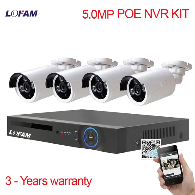 LOFAM 2MP 4MP 5MP 4CH POE NVR комплект системы безопасности камеры 2.0MP 4.0MP 5.0MP наружная ip-камера комплект видеонаблюдения 1080P HDMI - Цвет: 5.0MP IP Cameras