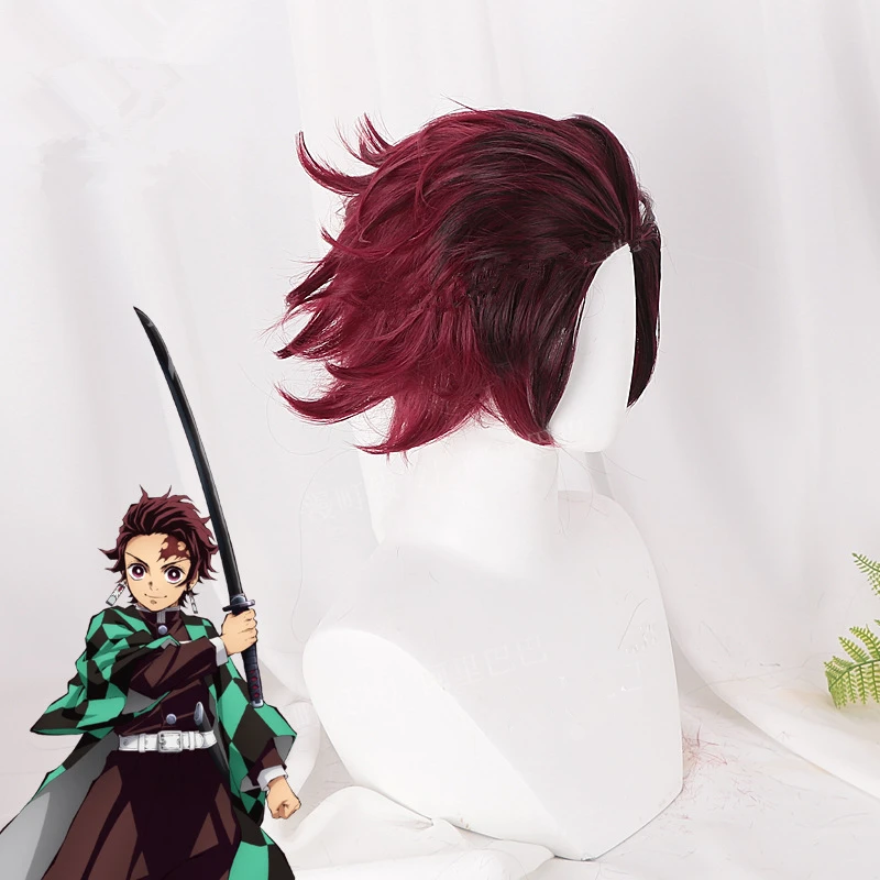 Demon Slayer: Kimetsu no Yaiba Cosplay Kamado Tanjirou Wig Agatsuma Zenitsu Unisex Curly Fuffy Hair Wigs Party Halloween Props