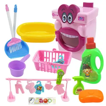 

Children's Simulation Washing Machine Toy Pretend Play Washing Clothes Housework Game Toys Mini Home Appliances for Kids Gifts