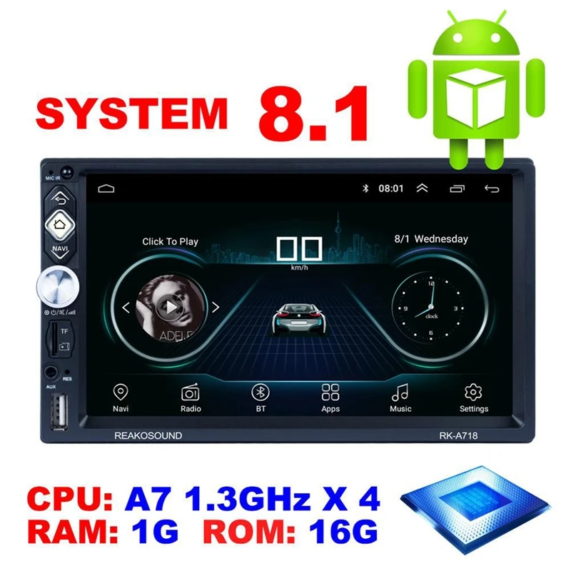 2 Din автомагнитола 7 дюймов Android 8,1 Универсальный dvd-плеер gps навигация Bluetooth Сенсорный экран wifi Bluetooth MP5 плеер с задней