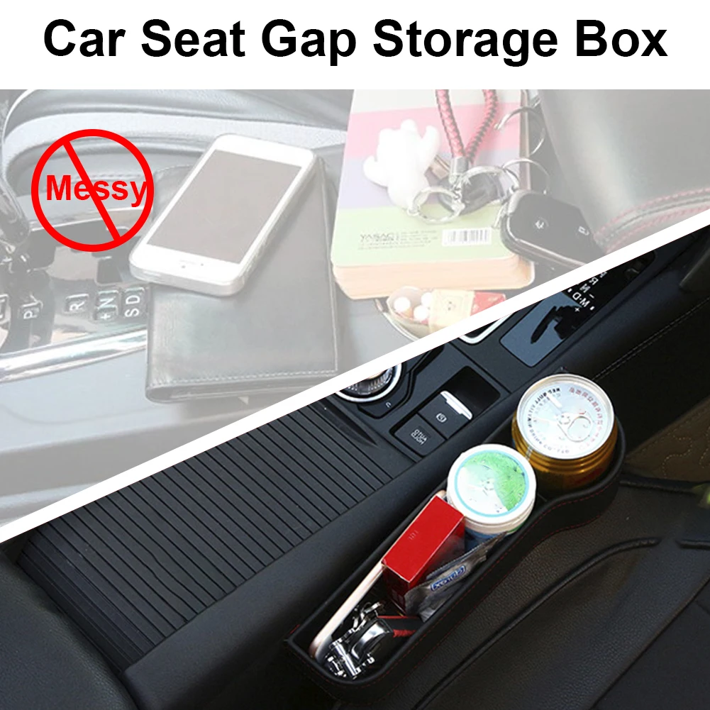 Car Seat Gap Storage Box Cup PU Leather Pocket Catcher Organizer Phone Bottle Cups Holder Multifunctional Car Accessories