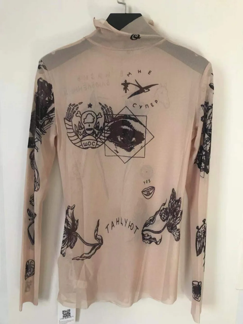 Новинка, модные женские эластичные топы с принтом, винтажные сексуальные осенние водолазки с защитой от солнца, сетчатая трикотажная блузка, рубашка Tatoo Y002