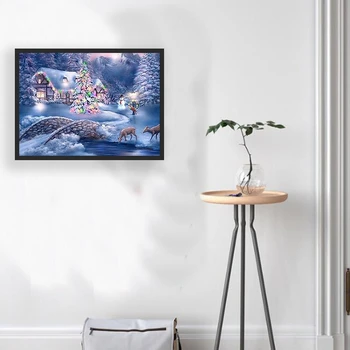 

Diamond Mosaic Winter 5D DIY Diamond Painting Landscape Snow Full Round Picture Of Rhinestone Christmas Home Decor