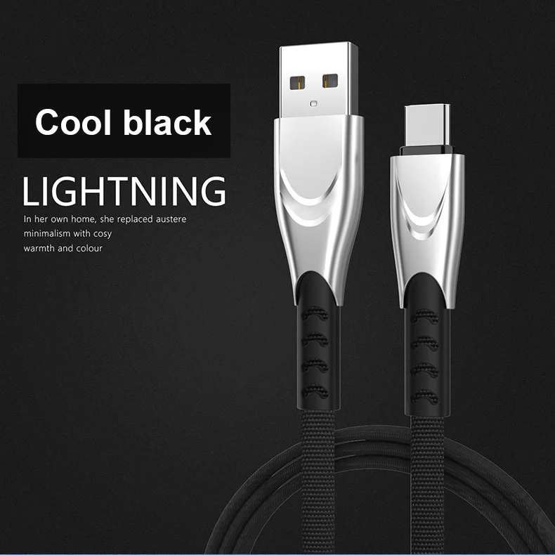 ARTAK цинк 2.5A кабель usb type C для мобильного телефона Быстрая зарядка Плоский нейлоновый кабель type C