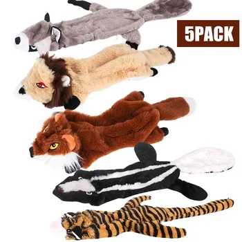 

5 Pack New cute plush toys squeak pet wolf rabbit animal plush toy dog chew squeaky whistling involved squirrel dog toys 2020