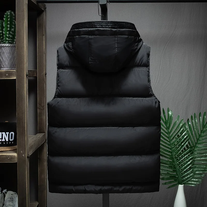 Plus Size Autumn Men Casual Vest Fashion Winter Baggy Spell Color Parka Sleeveless Jackets Male Padded Thick Warm