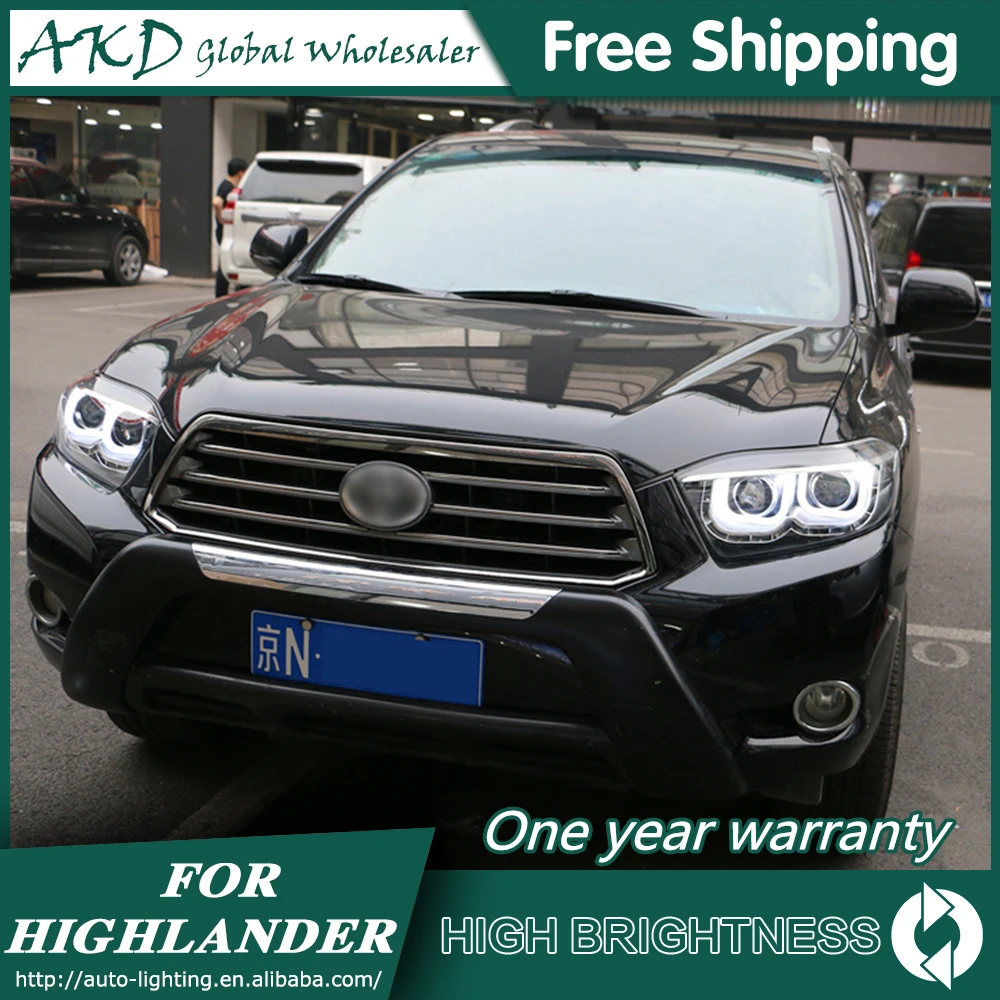 AKD автомобильный Стайлинг для фары Toyota Highlander 2009-2011 светодиодный фонарь DRL Bi Xenon объектив Высокий Низкий Луч парковочная противотуманная фара