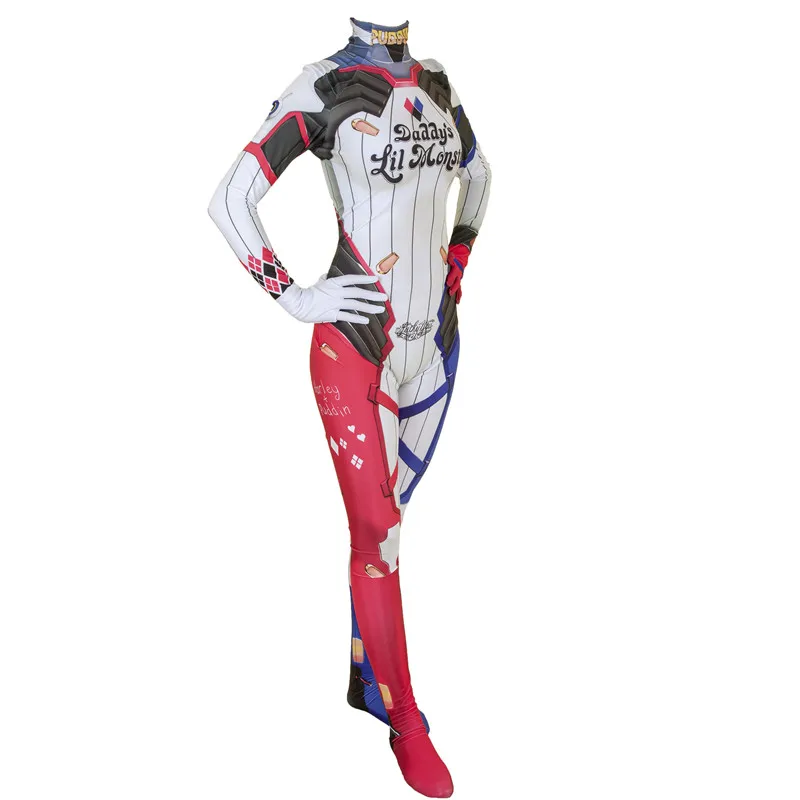 Харли Квинн Отряд Самоубийц D. VA кожи косплей костюм супергерой zentai боди костюм комбинезоны