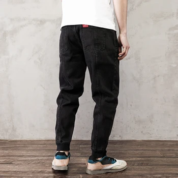 

Fashion Streetwear Men Jeans Loose Fit Black Spliced Designer Denim Cargo Pants Japanese Vintage Hip Hop Jeans Men Harem Pants