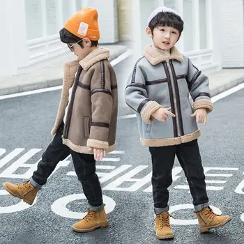 

2021 Autumn Winter New Boys Casual Coats And Jackets Suede Fleece Kids Coats Fashion Children Boys Thicken Warm Outerwear D233
