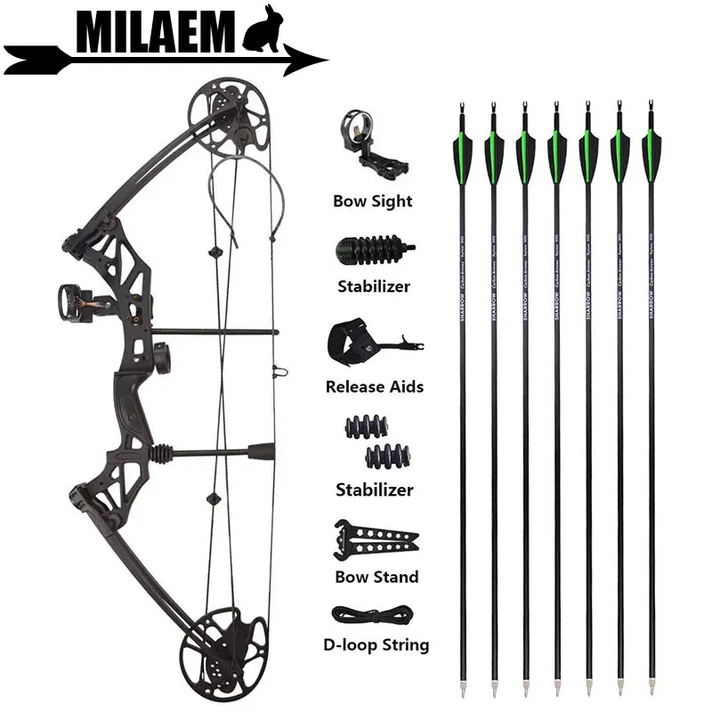 KAIMEI HAN Archery 30-70lbs Compound Bow Set With Carbon Arrows IBO320FPS 80% Labor Saving Ratio Shooting Hunting Accessories