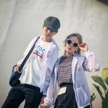 Мужская одежда для защиты от солнца в Корейском стиле; тренд; красивый однотонный цвет; летняя одежда для защиты от солнца; пара; ультратонкая секция