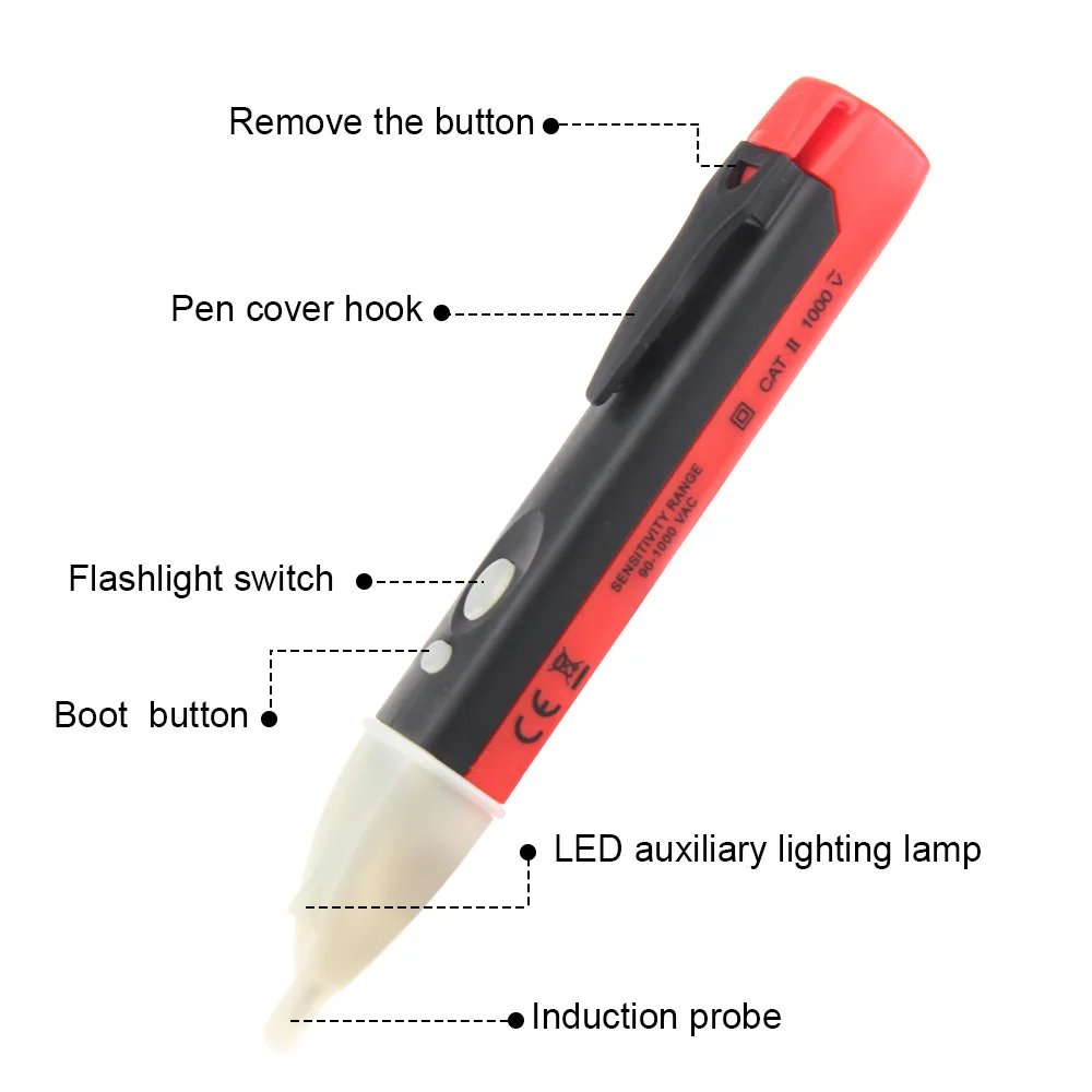 Voltage Detector Sensor Tester Indicator Pen with Light