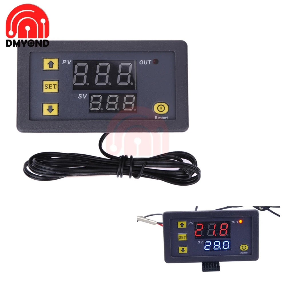 Цифровой регулятор температуры 20 А 12 В постоянного тока красный синий дисплей 55 ~