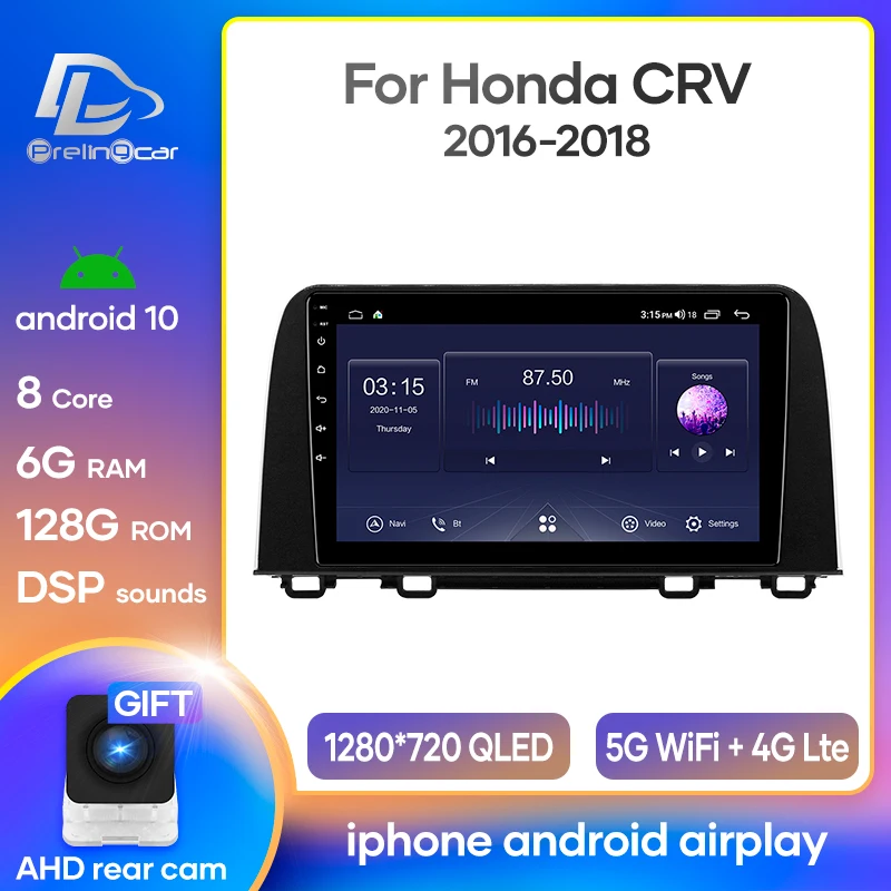 Prelingcar Android 10 0 для Honda CRV 2017 2018 2019 автомобильное радио мультимедийный видеоплеер