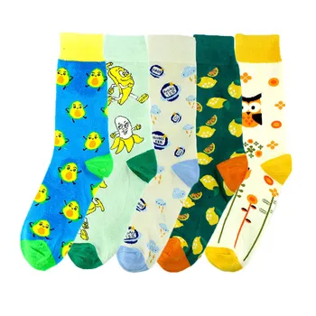 

Autumn Winter New Socks Women Fashion Harajuku Crew Socks Avocado Banana Lemon Owl Cute Funny Cotton Socks Men Happy Street Sox