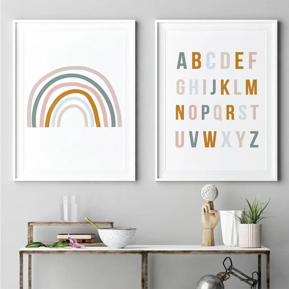Rainbow-Nursery-Decor-ABC-Alphabet-Poster-Wall-Art-Canvas-Painting-Print-Pictures-New-Baby-Girls-Gift (2)