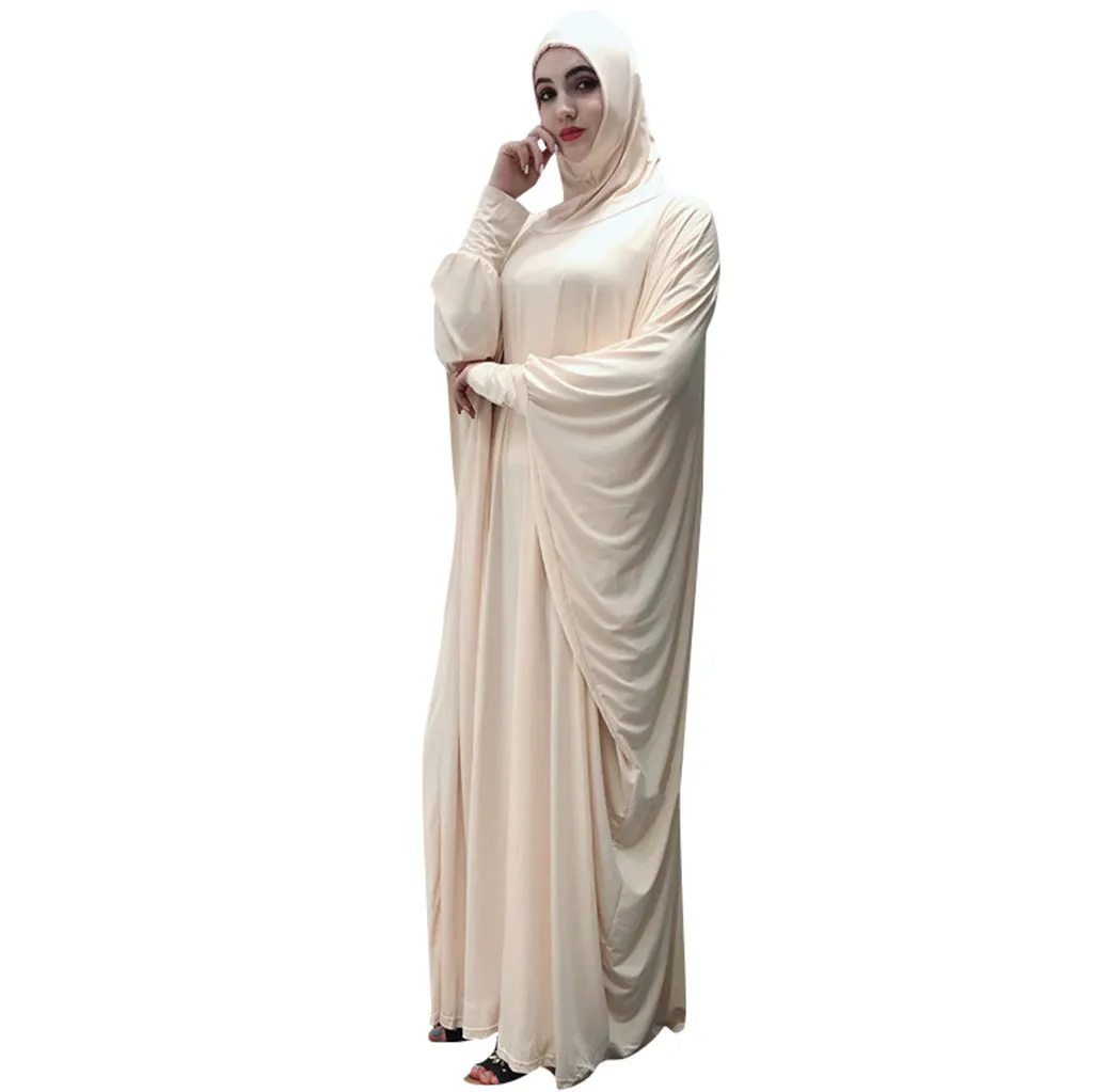 KLV Дубай Кафтан платье мусульманские Вечерние abaya женщины арабское, с длинными рукавами сплошной цвет Турция ислам молитва Восточный халат из марокена Макси платья