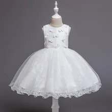 Вечерние платья для девочек на первый День рождения; рождественское свадебное платье для малышей; нарядные вечерние платья для маленьких девочек