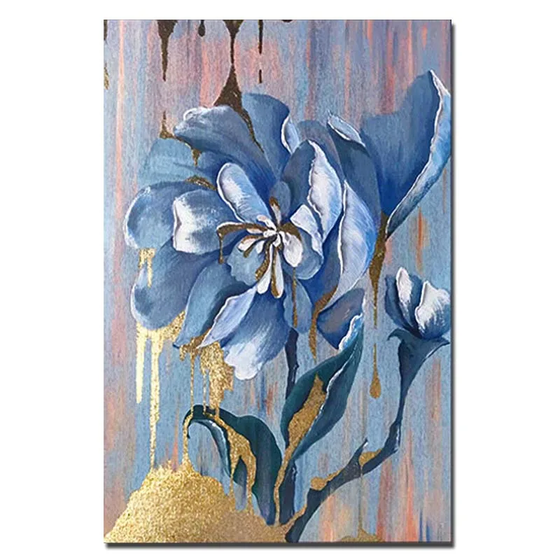 

Handmade Vase Blue Flower Canvas Oil Painting Abstract Wall Picture Living Room Home Wall Decoration Drop Shipping