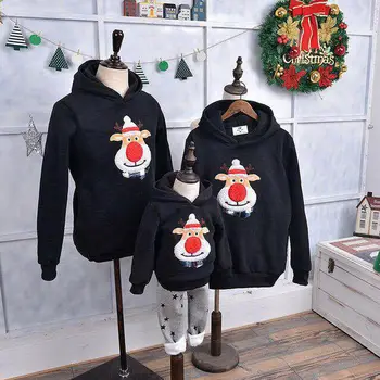 

Meihuida Christmas Family Mom Dad Kid Casual Soft Cotton Matching Loose Hoodies Pullover Sweatshirt Xmas Christmas Wear