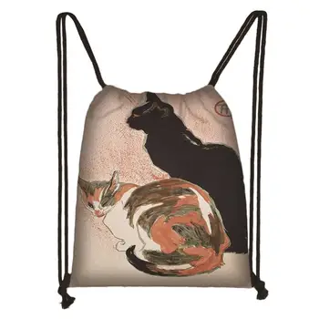 

Custom Chat Noir Drawstring Daypack Kids Satchel Casual Backpack Teenager Storage Bag Women Men 32x38cm*200610-11