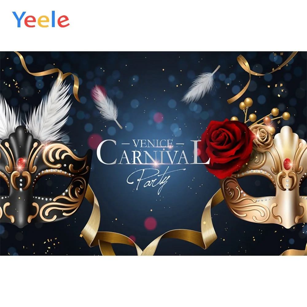 

Yeele Masquerade Party Glitters Feather Customized Photography Backdrops Personalized Photographic Backgrounds For Photo Studio