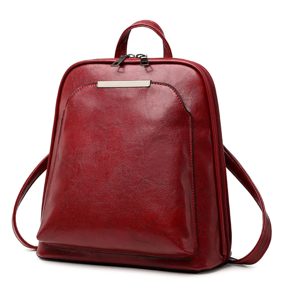 Vintage Oil Wax Leather Backpack for Women Large Capacity School Bag for Girls Leisure Shoulder Travel Bags for Female Rucksack