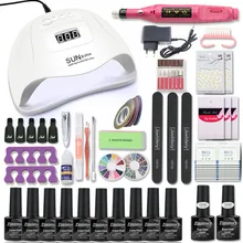 Маникюрный набор для ногтей комплект с 80/54/36 Вт УФ лампа для ногтей выбирайте 10 Цвета Гель-лак набор, Электрический Фрезер для ногтей, фрезер для маникюра и инструменты для нейл-арта