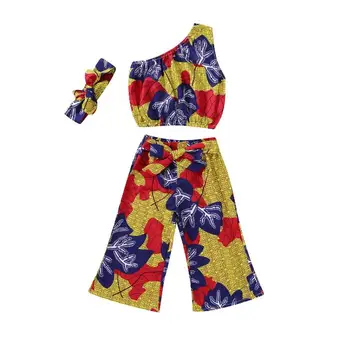 

Child Baby Clothing girl Set 2pcs Toddler Vest Tops Pants Headbands 3pcs Summer Beach Outfits Sleeveless Kids Clothes Set 6M-5Y