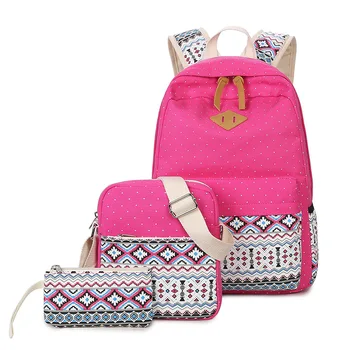 

2019 New Canvas Shoulder Bag Computer Bag Three-Piece College Wind Student Bag Backpack