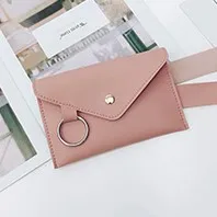Pink Сумки для женщин, женские кожаные сумки с ремнем, модные женские одноцветные кольца из ПУ кожи, сумки-мессенджеры на груди, Pochete Homem - Цвет: Pink