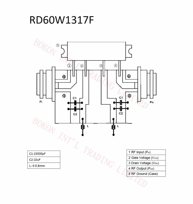 135-175 МГц 30 Вт/60 Вт 12,5 V/24 V RD60W1317F для мобильное радио RF усилитель на полевых МОП-транзисторах модуль 135 до 175 МГц Перекрестная ссылка RA60H1317M
