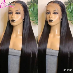 34 Inch Straight Lace Front Wig 13X4 Transparent Lace Front Human Hair Wigs Bone Straight Frontal Wigs For Women Preplucked Wig