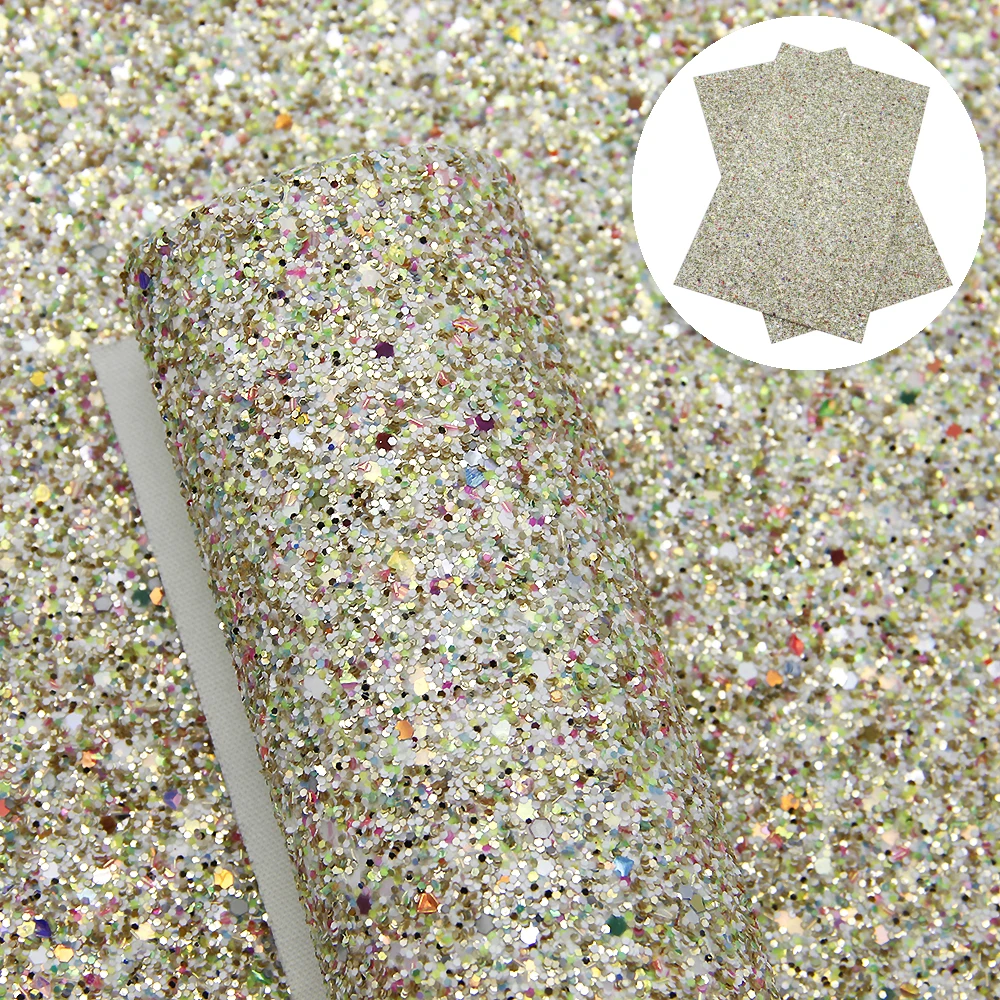 20*34cm Chunky Glitter With Colorful Sequins Synthetic Leather，DIY Handmade Materials For Making Crafts,1Yc7333 - Цвет: 1090904006