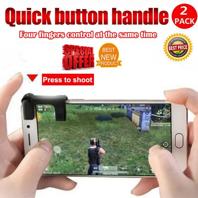 

DishyKooker 1 Pairs Mobile Phone Gaming Trigger Fire Button Smartphone Shooter Controller for PUBG