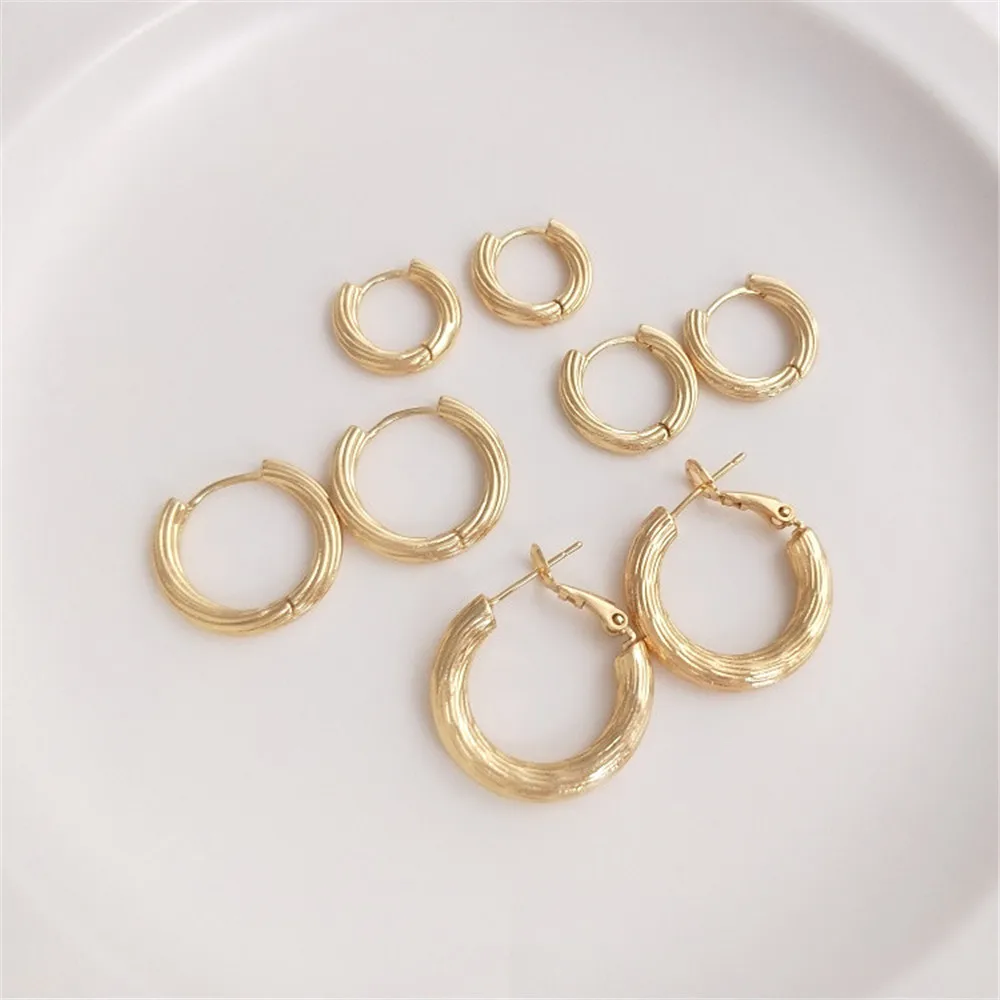 14K Gold Plated Circular twist earrings handmade DIY fashion simple luxury earpiece material accessories