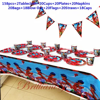 

158Pcs/218Pcs Butterfly Bee Girl Tableware Sets Kids Birthday Party Baby Shower Festival Celebrate Decoration Event Supplies