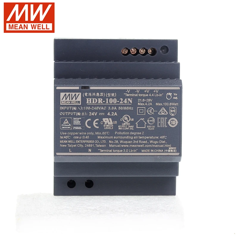 MEAN WELL HDR 100 24N Вт 24 в DIN Реле переключения питания 110 В/220 В переменного тока до