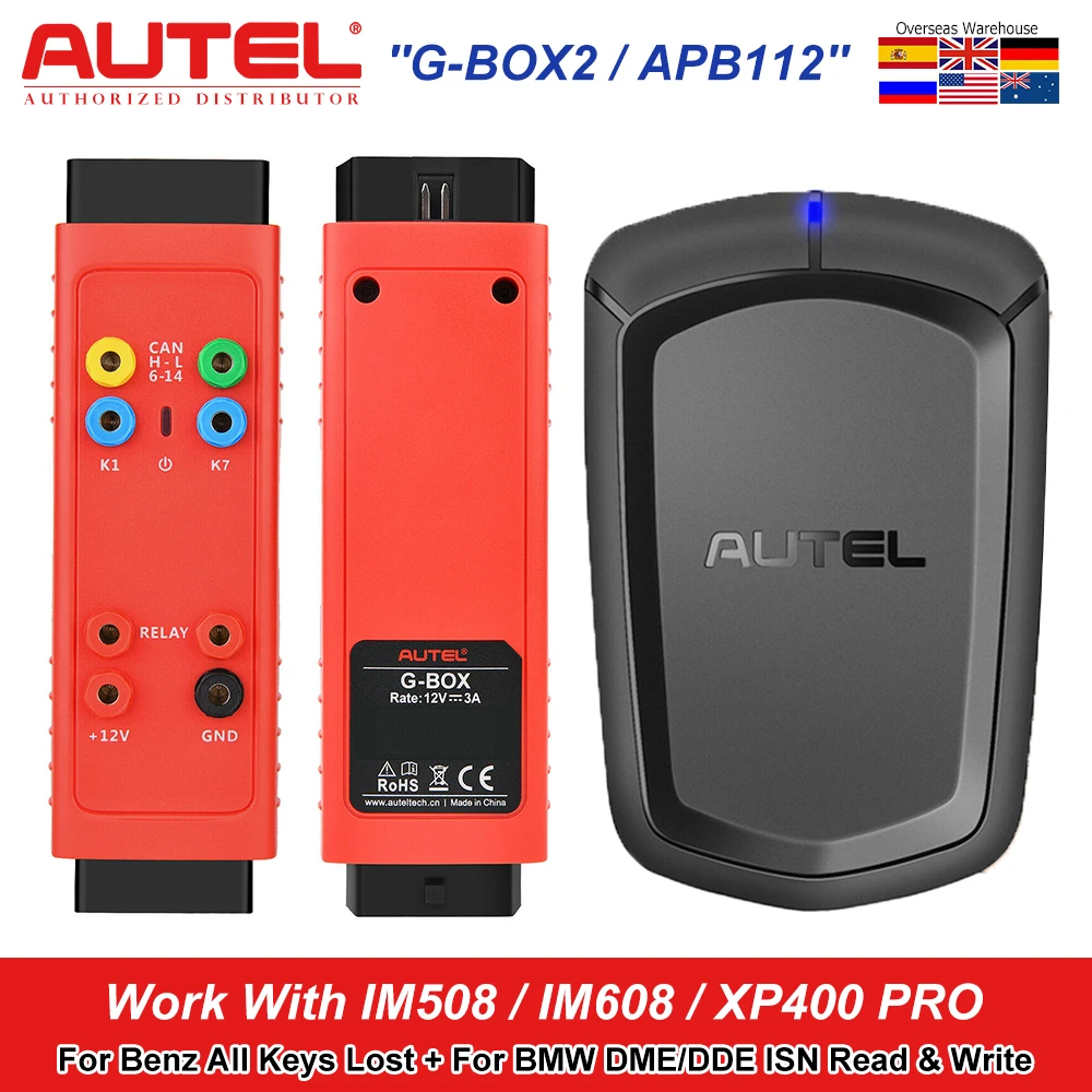 AUTEL G-BOX2 For Mercedes DAS3 CAN EIS/EXS All Keys Lost For BMW DME/DDE ISN Read and Write Use With IM608 / IM508 / XP400 PRO car battery tester