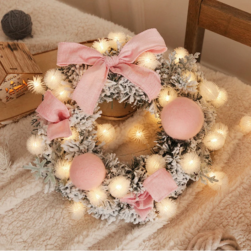 

Pink Christmas Wreath 30/40/50/60CM Window Arrangement Desktop Christmas Tree Decoration Decoration
