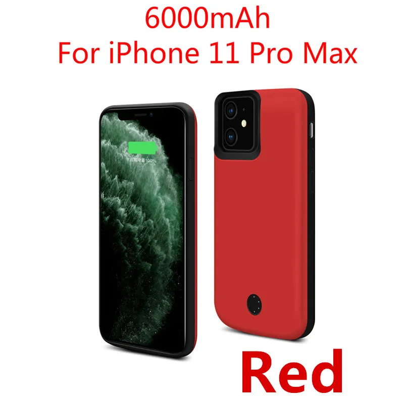 Red For 11 Pro Max Чехол-аккумулятор для iPhone 11 Pro Max Внешнее зарядное устройство 6000 мАч чехол для iPhone 11 Pro power Bank Аккумулятор - Цвет: Red For 11 Pro Max