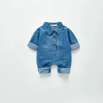

2020 Baby Boyn Girls Denims Romper Long Sleeve Newborn Boys Jeans Jumpsuits Clothes Cotton Gentleman Bebes Overalls Onesies