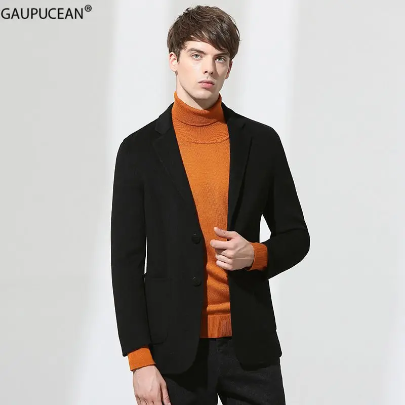 67.9% Wool 32.1% Polyester Double-faced Anti-wrinkle Warm Big Size M-8XL High Quality Winter Slim Woolen Men Suit Jacket Blazer | Мужская