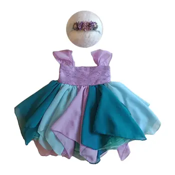 

2 Pcs/Set Newborn Photography Props Baby Headband+Dress Outfits Infant Photo Shooting Costume