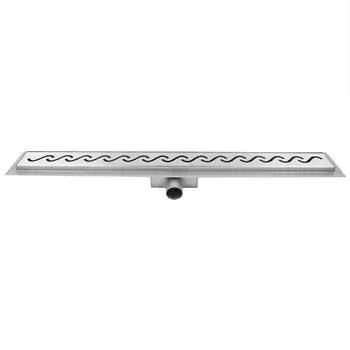 

Floor Drain Cover Bathroom Shower Floor Rectangle Wavy Line Grate Stainless Steel Shower Drain