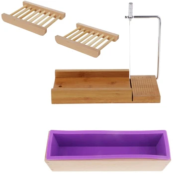 

2 Pieces / Set of Soap Cutting Tool with Wire Cutter + 900Ml Silicone Soap Mold with Wooden Box with Soap Holder