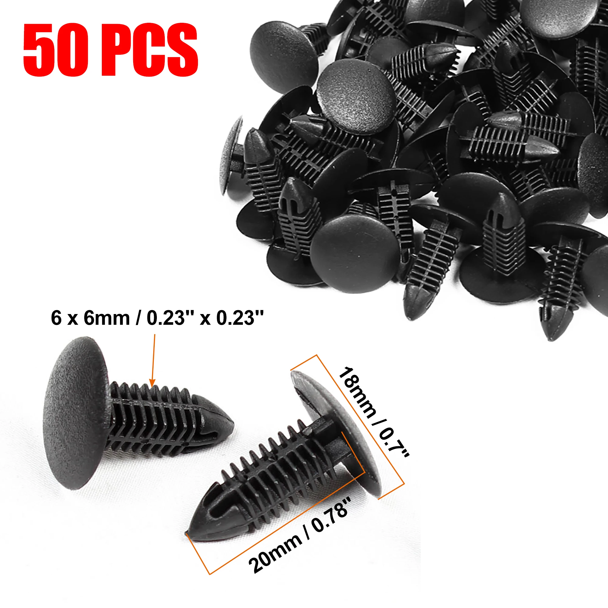 X Autohaux 6x 6,7mm 6x 6,5mm 6x6mm Loch Kunststoff Nieten Fastener Tür  Schnalle Verschluss Niet trim Matte Clips 10/15/30/50 Pcs - AliExpress