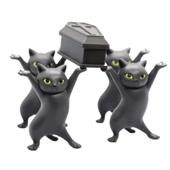 

Home Decor PVC Carrying Coffin Cat Desktop Animal Statue Stand Toy Bookshelf Cartoon Action Figure Model Gift Pen Holder